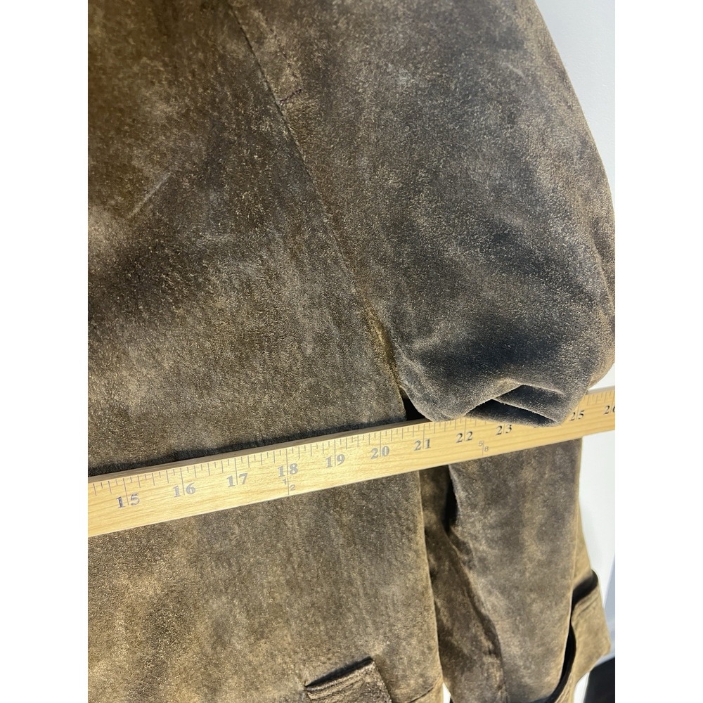 Vintage Foxrun Women M Genuine Wax Leather Suede Jacket Long Brown Faux Fur‎ - Picture 11 of 13